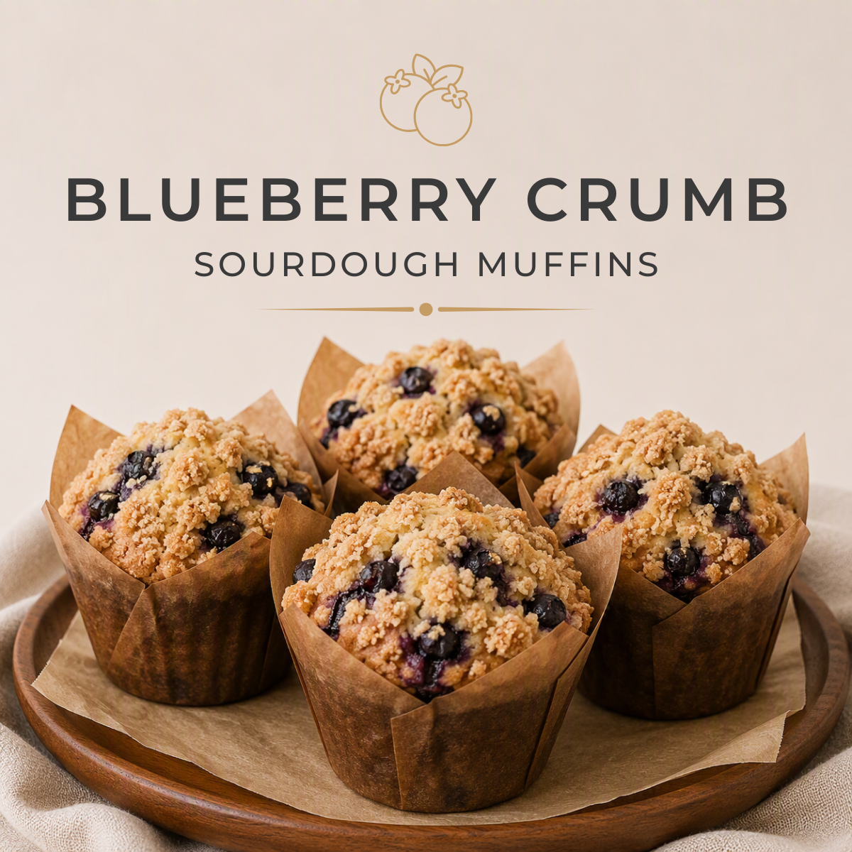 Blueberry Crumb Sourdough Muffins