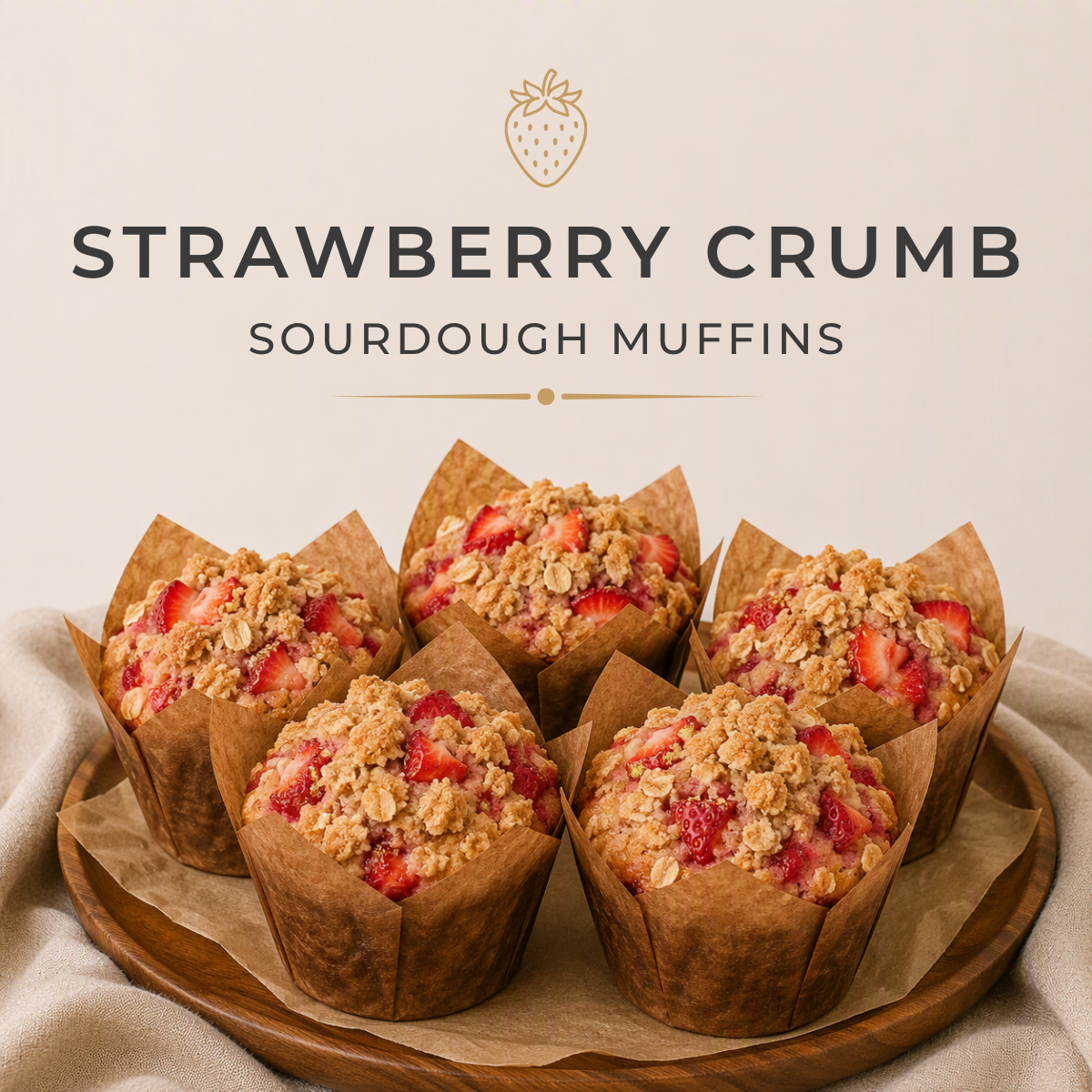 Strawberry Crumb Sourdough Muffins