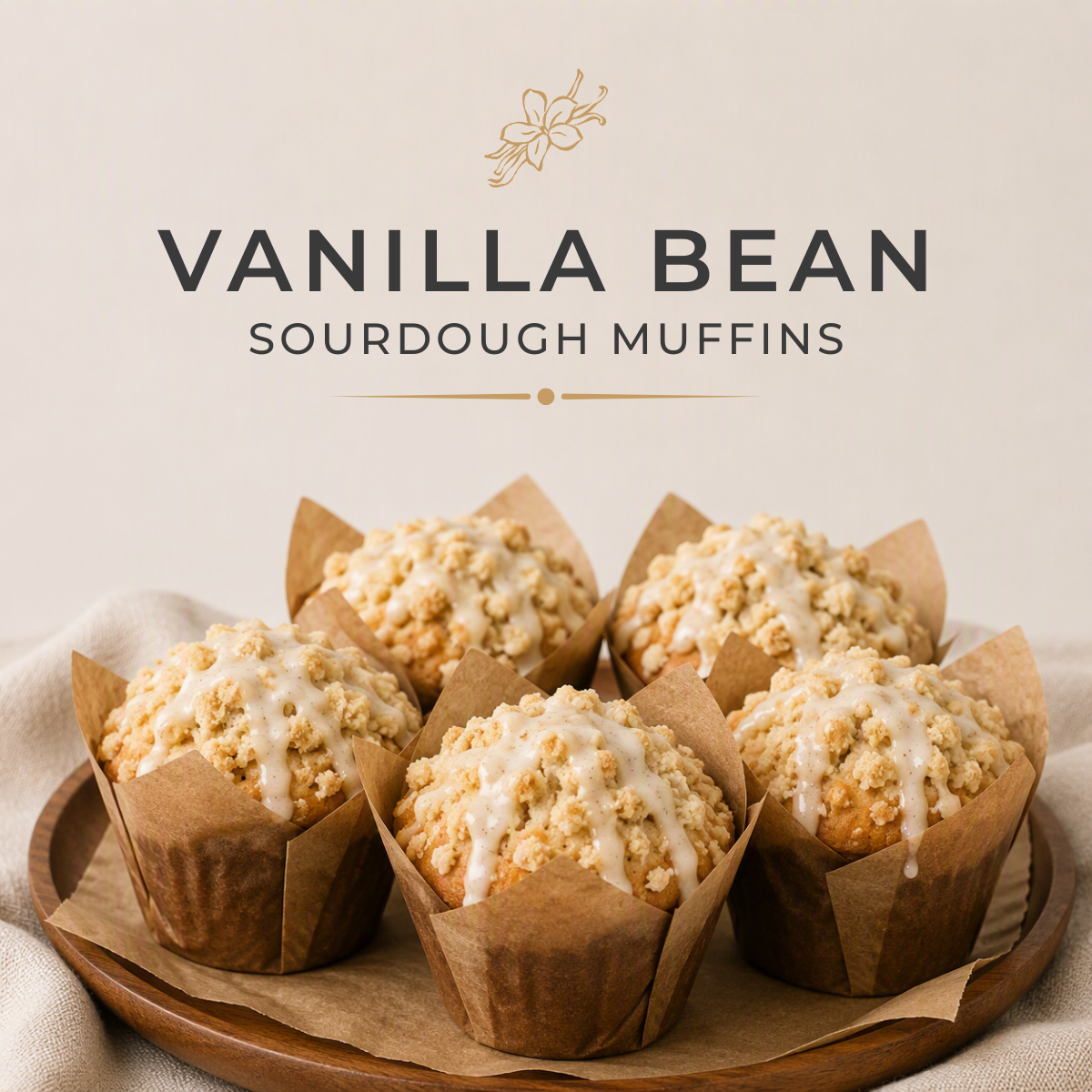 Vanilla Bean Sourdough Muffins
